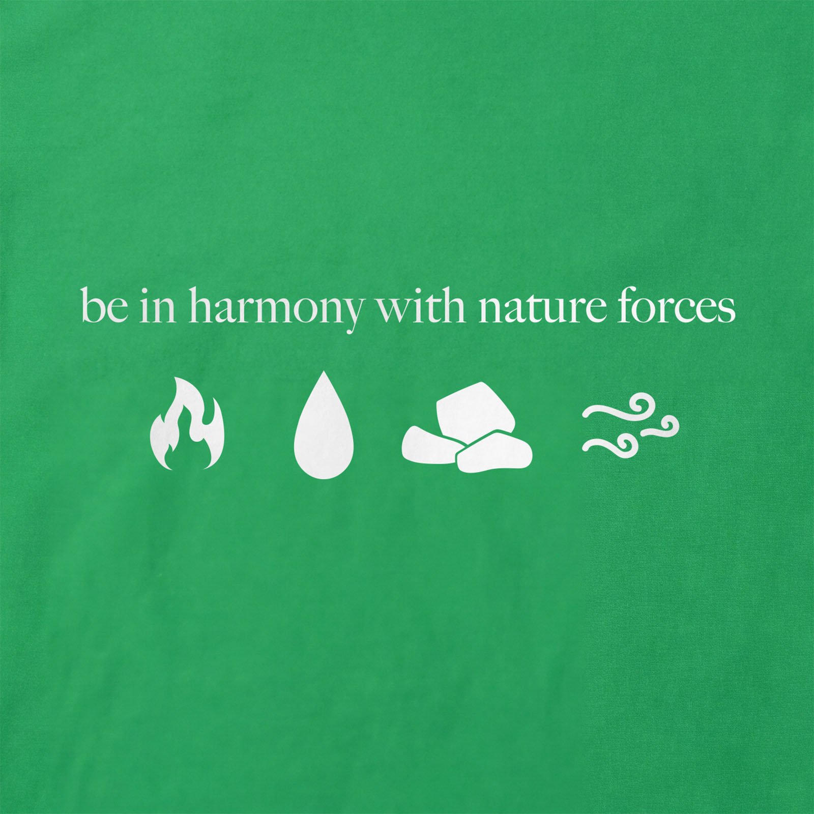 Be In Harmony With Nature Forces T-Shirt print detail in Irish Green