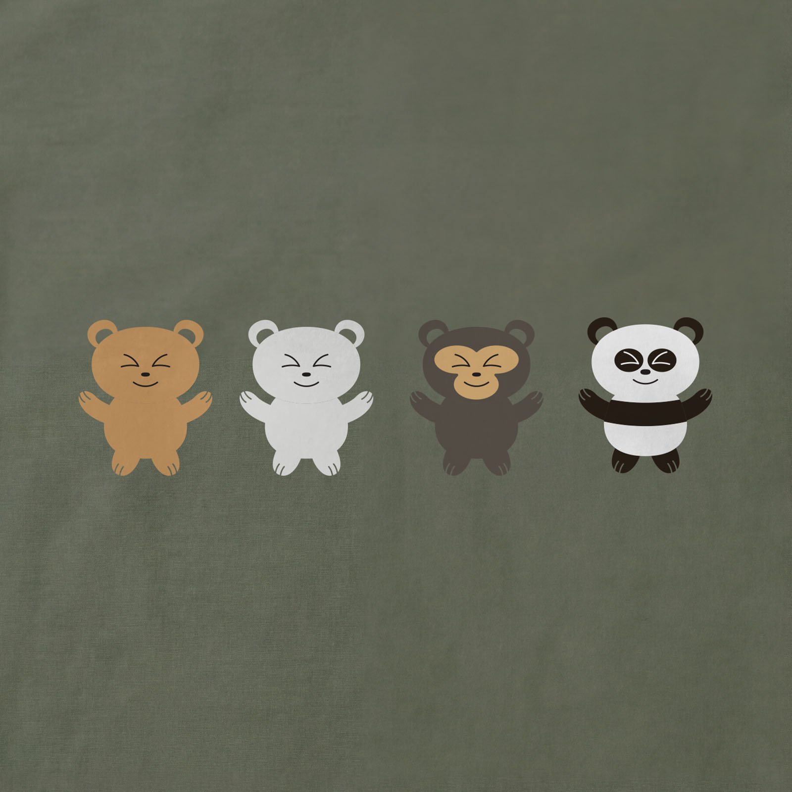 Bear Friends T-Shirt print detail in Military Green