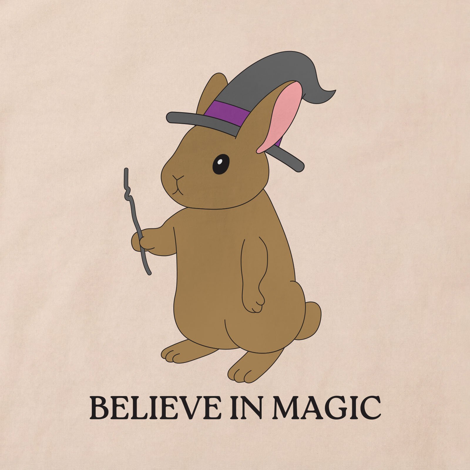 Believe In Magic Bunny T-Shirt print detail in Sand