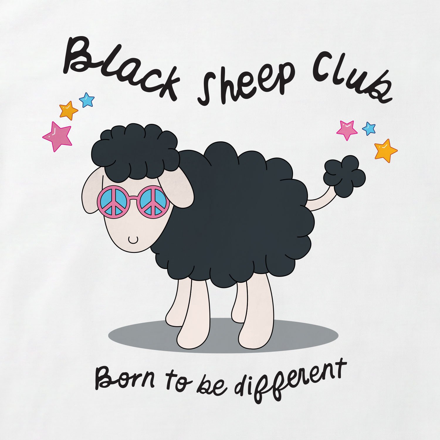 Black Sheep Club T-Shirt print detail in White