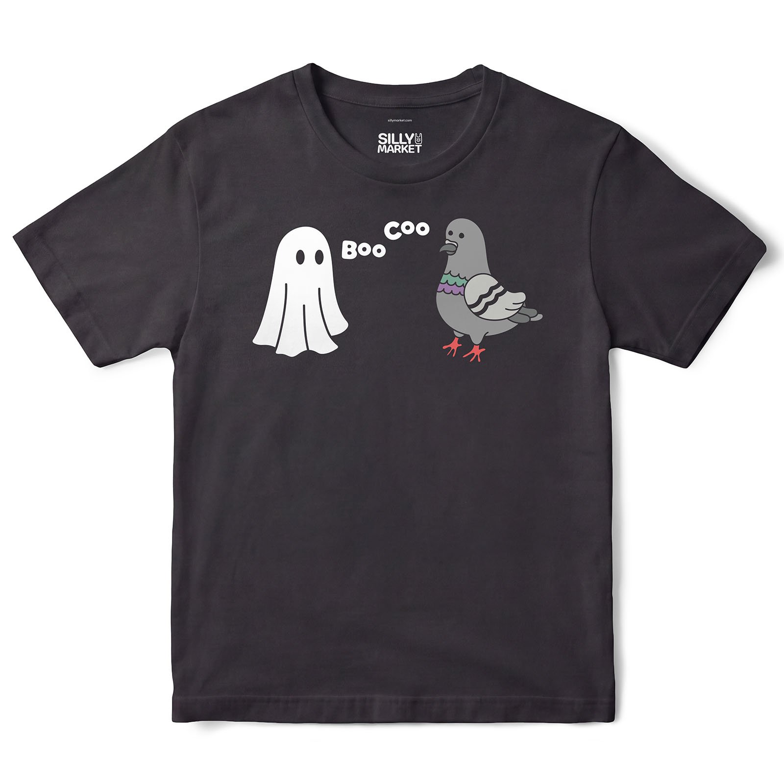 Boo Coo Ghost And Pigeon T-Shirt in Black