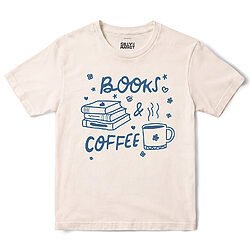 Books And Coffee T-Shirt in Natural