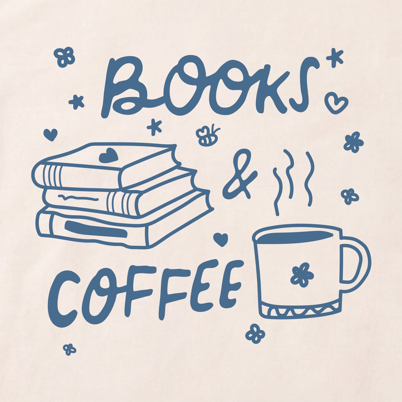 Books And Coffee T-Shirt print detail in Natural
