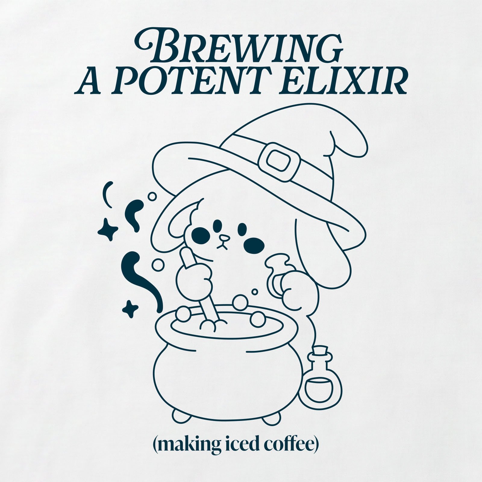 Brewing A Potent Elixir Bunny T-Shirt print detail in White