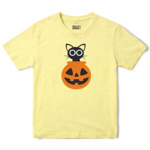 Cat Inside Jack-O'-Lantern T-Shirt in Cornsilk
