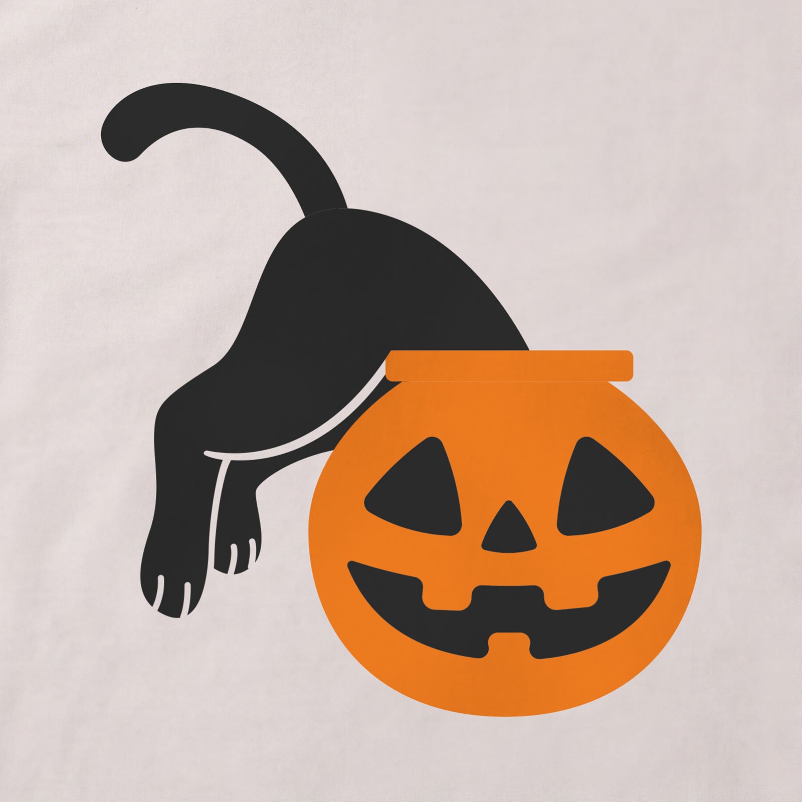 Cat Inspecting Jack-O'-Lantern T-Shirt print detail in Ice Grey