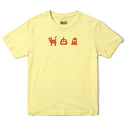 Cat Pumpkin And Ghost T-Shirt in Cornsilk
