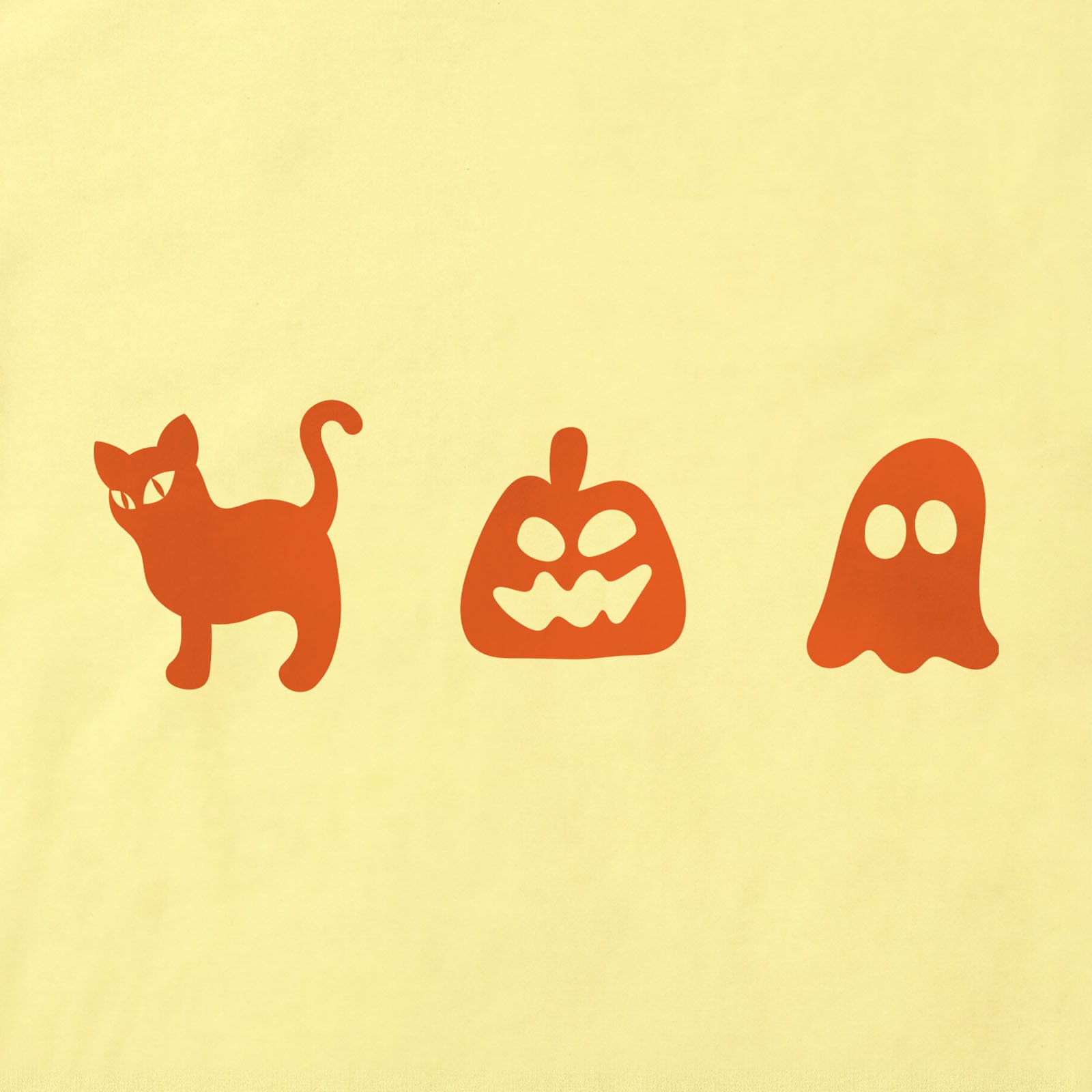 Cat Pumpkin And Ghost T-Shirt print detail in Cornsilk
