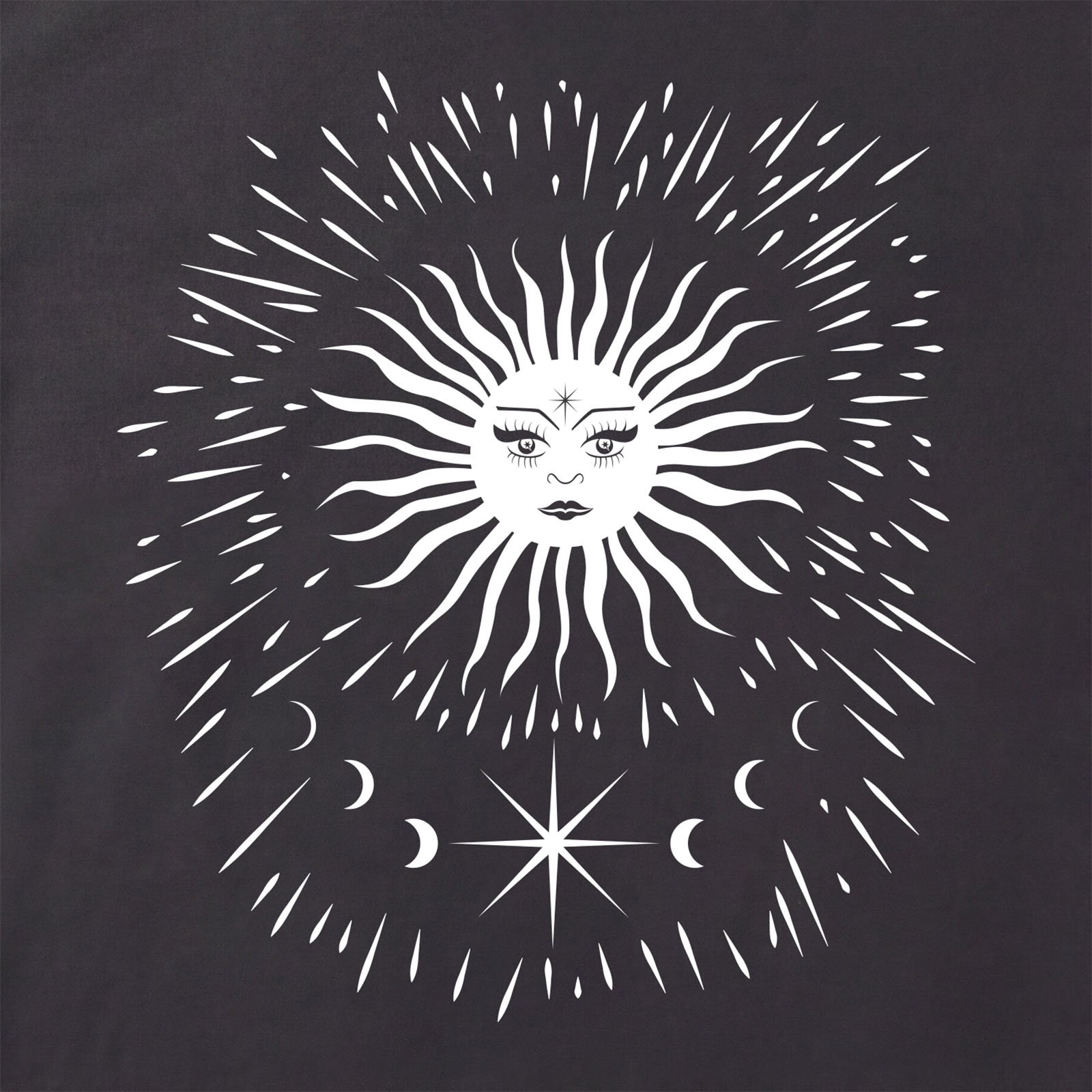 Celestial Sun T-Shirt print detail in Black