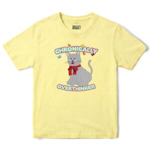 Chronically Overthinker Cat T-Shirt in Cornsilk