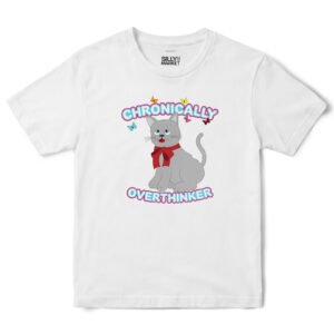 Chronically Overthinker Cat T-Shirt in White