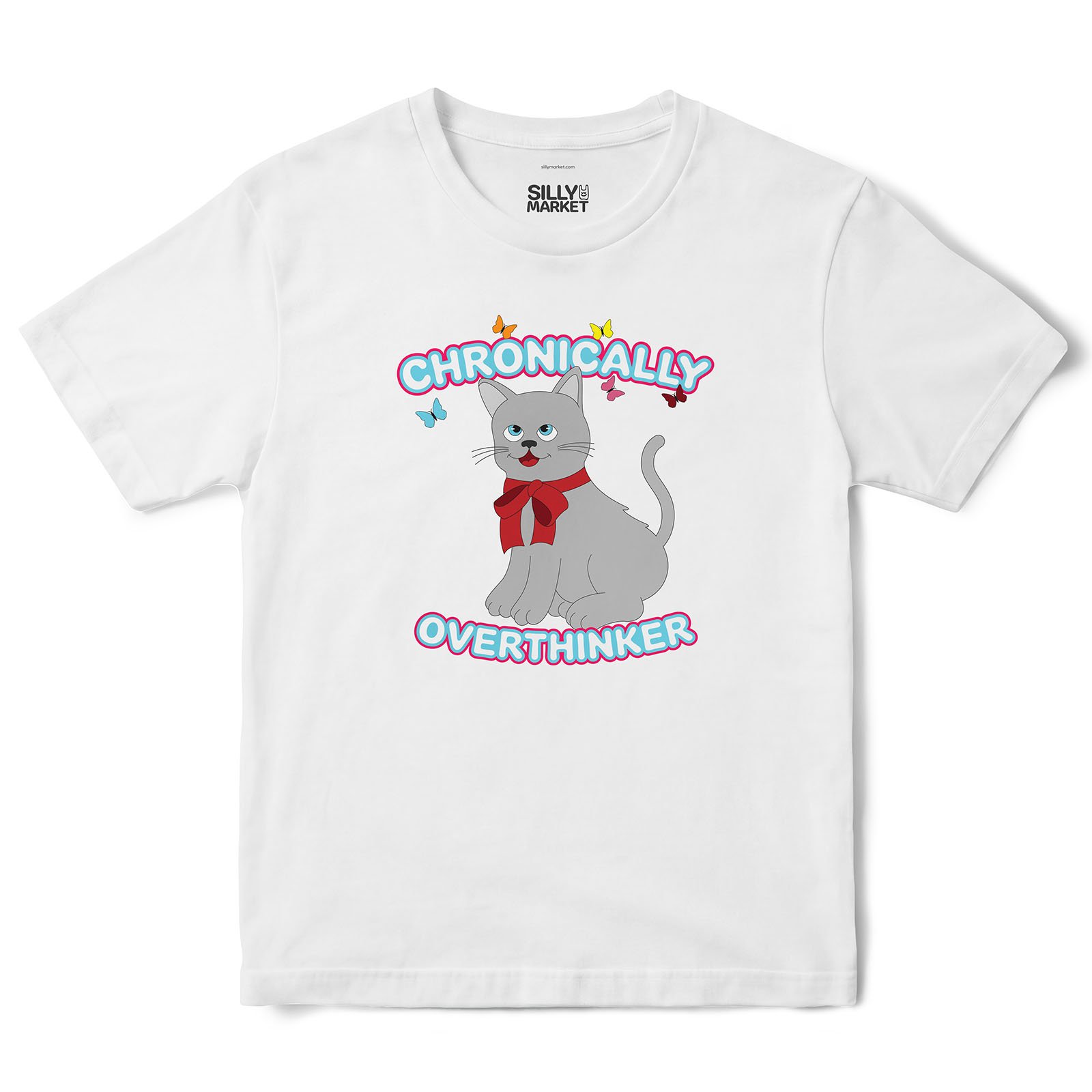 Chronically Overthinker Cat T-Shirt in White