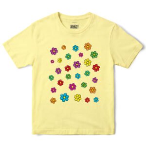 Colorful Flowers T-Shirt in Cornsilk