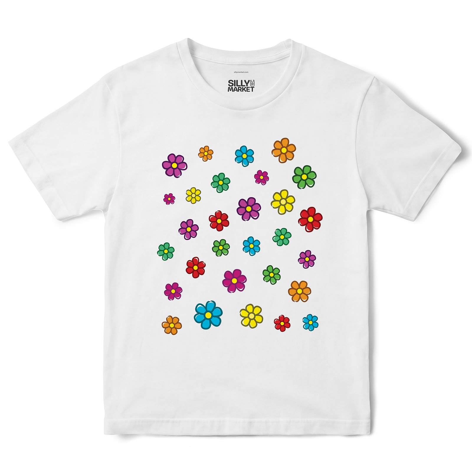 Colorful Flowers T-Shirt in White