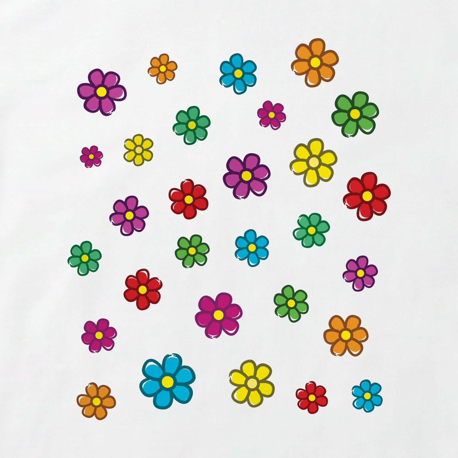Colorful Flowers T-Shirt print detail in White