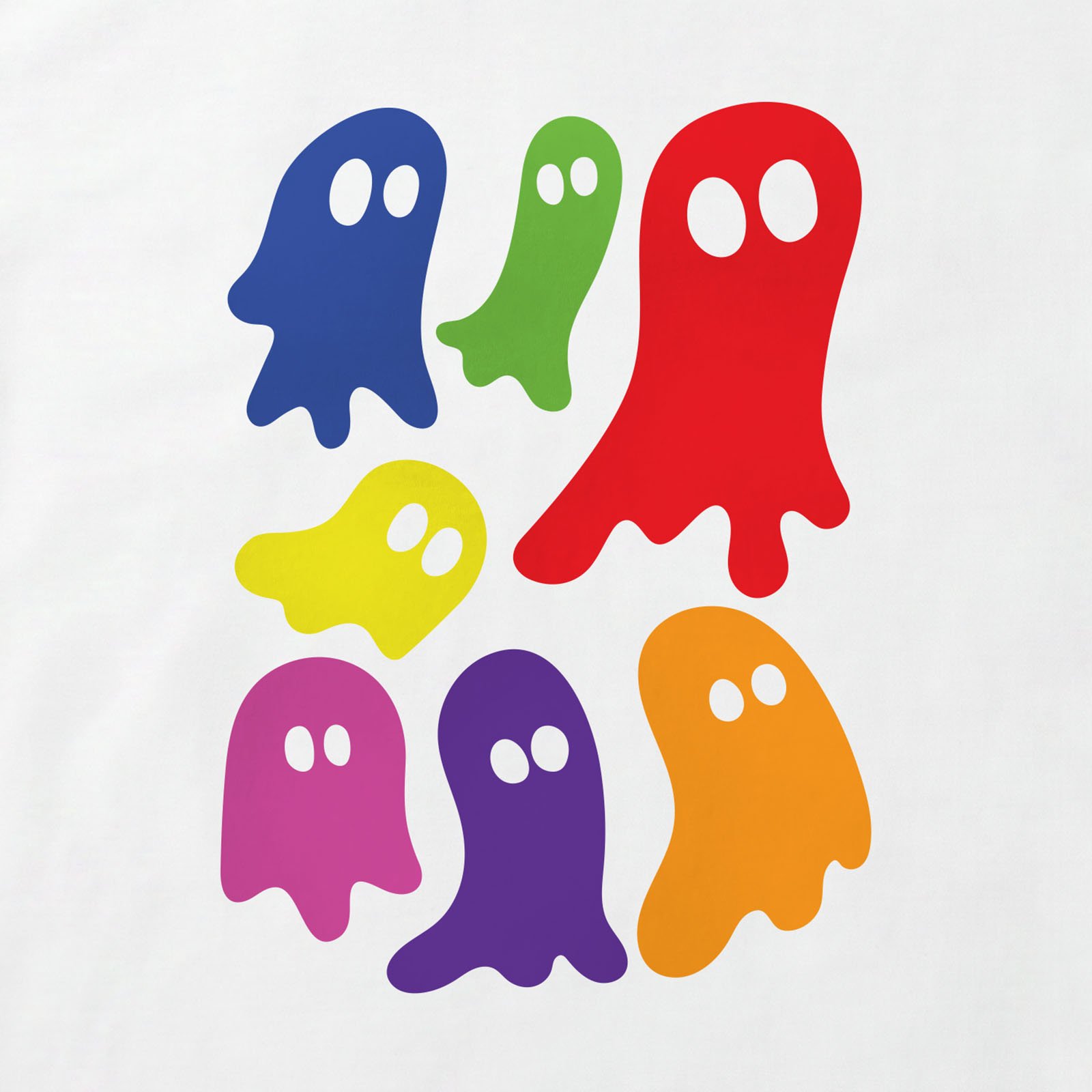 Colorful Ghosts T-Shirt print detail in White