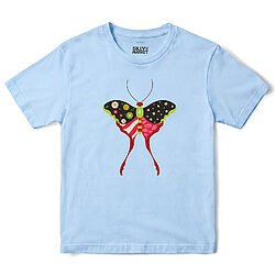 Colorful Moth T-Shirt in Light Blue