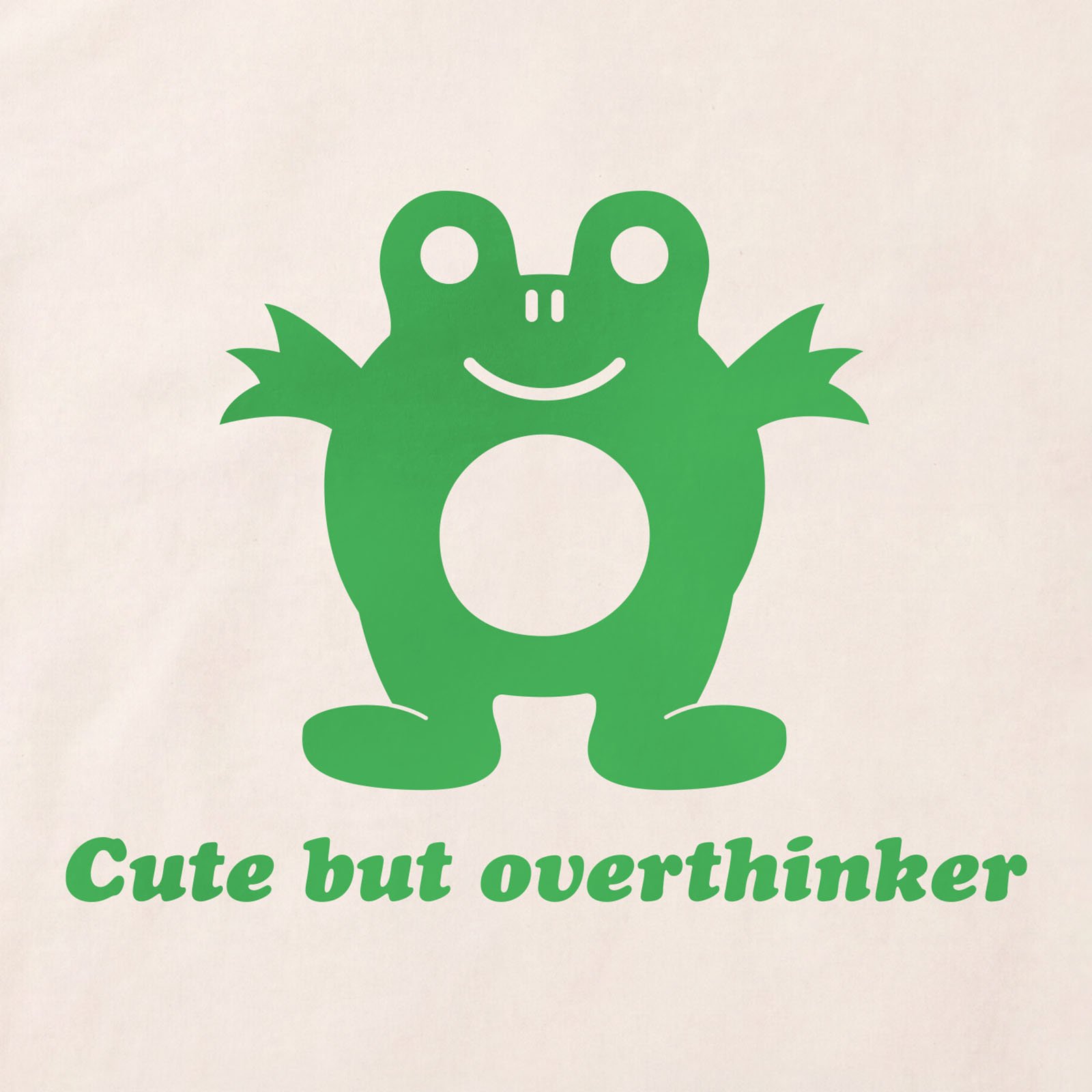 Cute But Overthinker Frog T-Shirt print detail in Natural