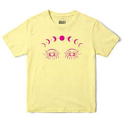 Eyes And Moon Phases T-Shirt in Cornsilk