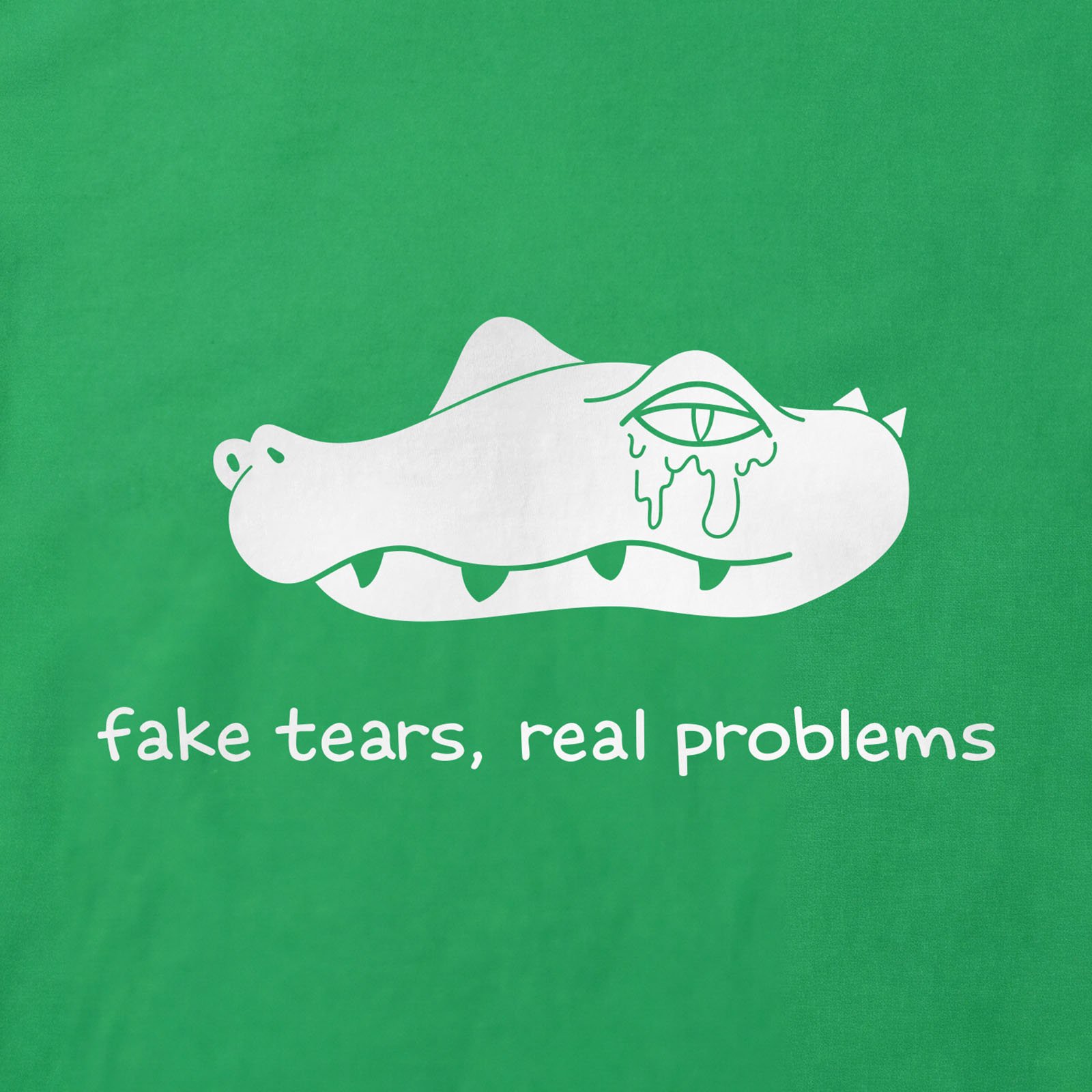 Fake Tears, Real Problems Crocodile T-Shirt print detail in Irish Green