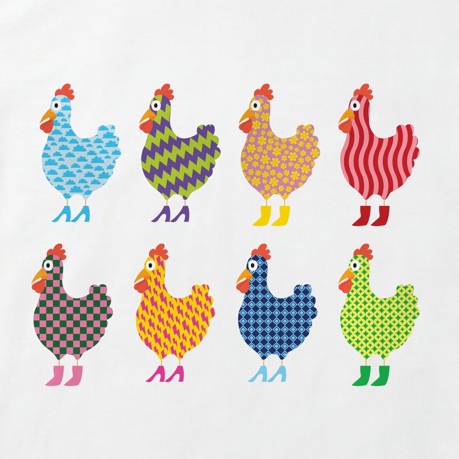 Fashion Chickens T-Shirt print detail in White