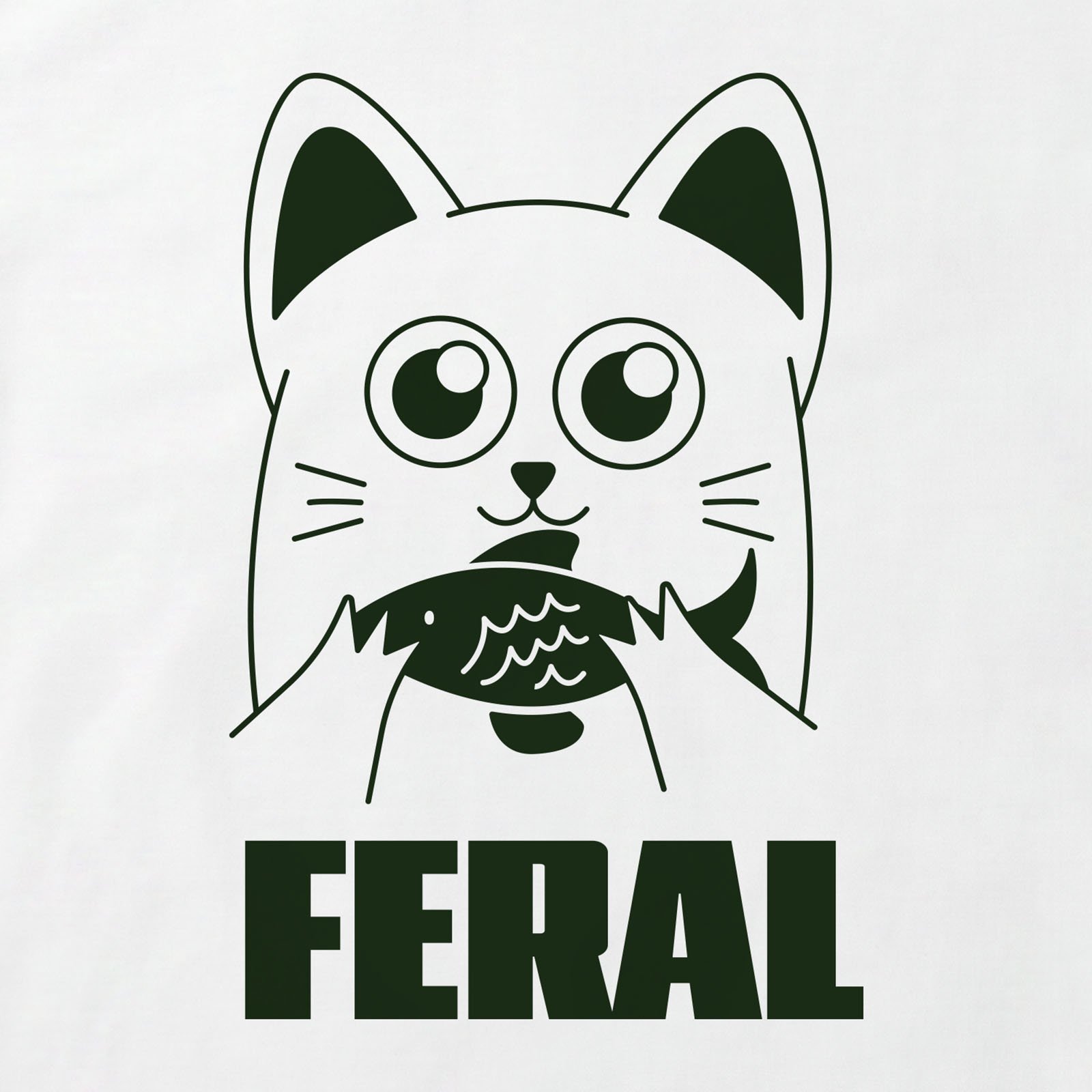 Feral Cat T-Shirt print detail in White