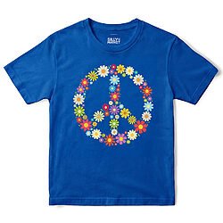 Flower Power Peace Sign T-Shirt in Royal