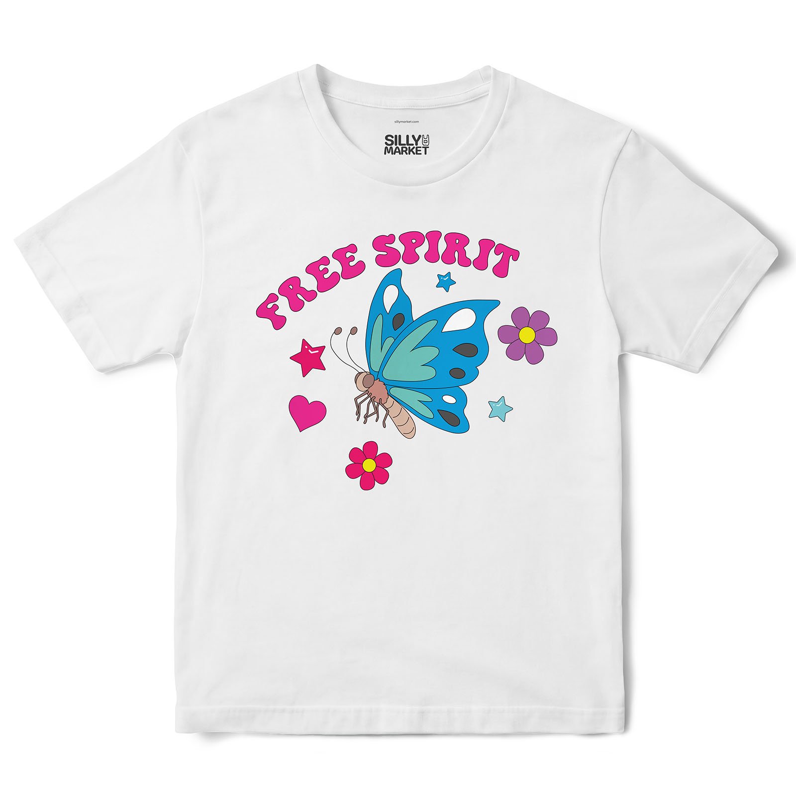 Free Spirit Butterfly T-Shirt in White