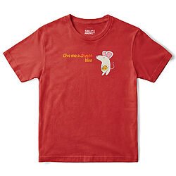 Give Me A Cheese Kiss Mouse T-Shirt in Red
