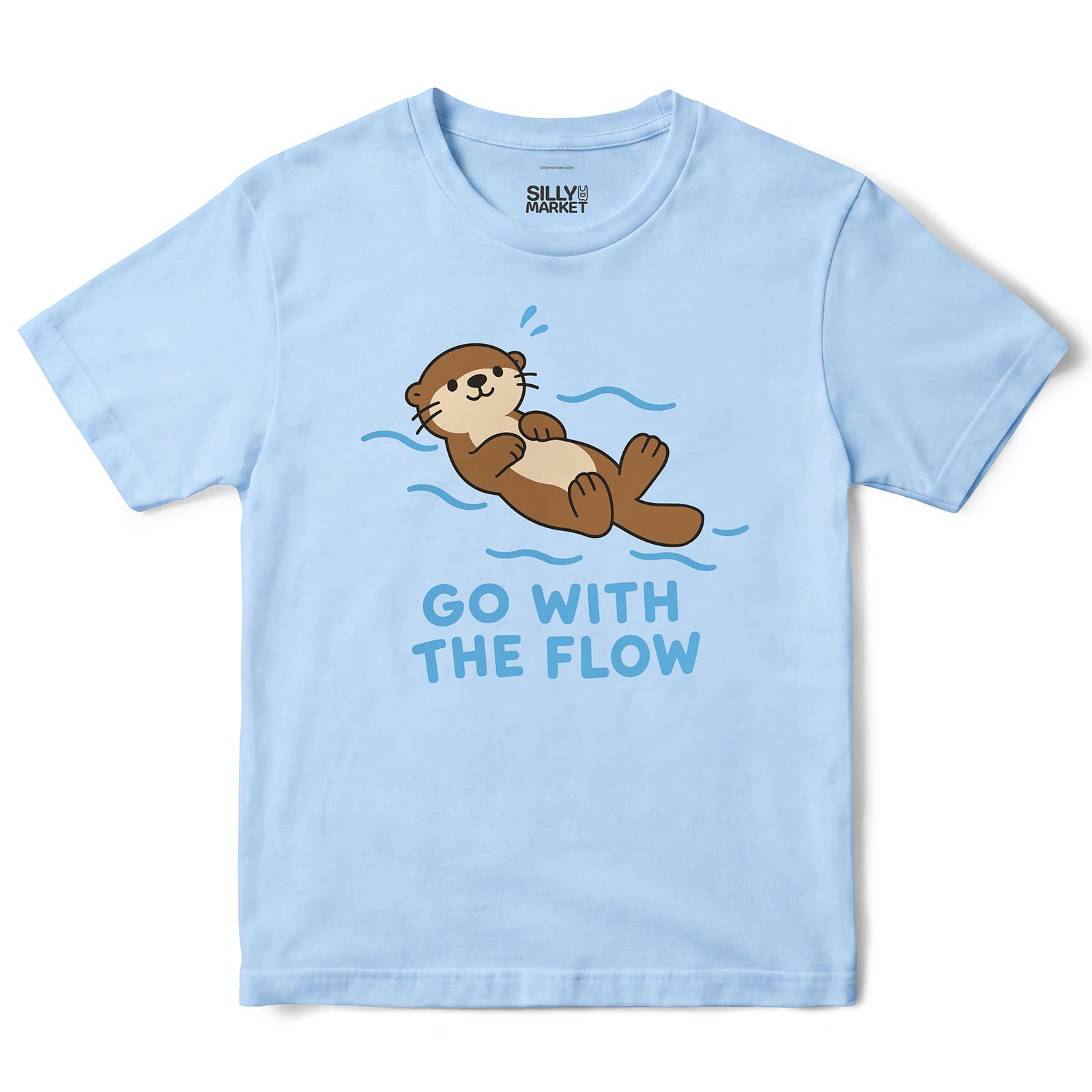 Go With The Flow Otter T-Shirt in Light Blue