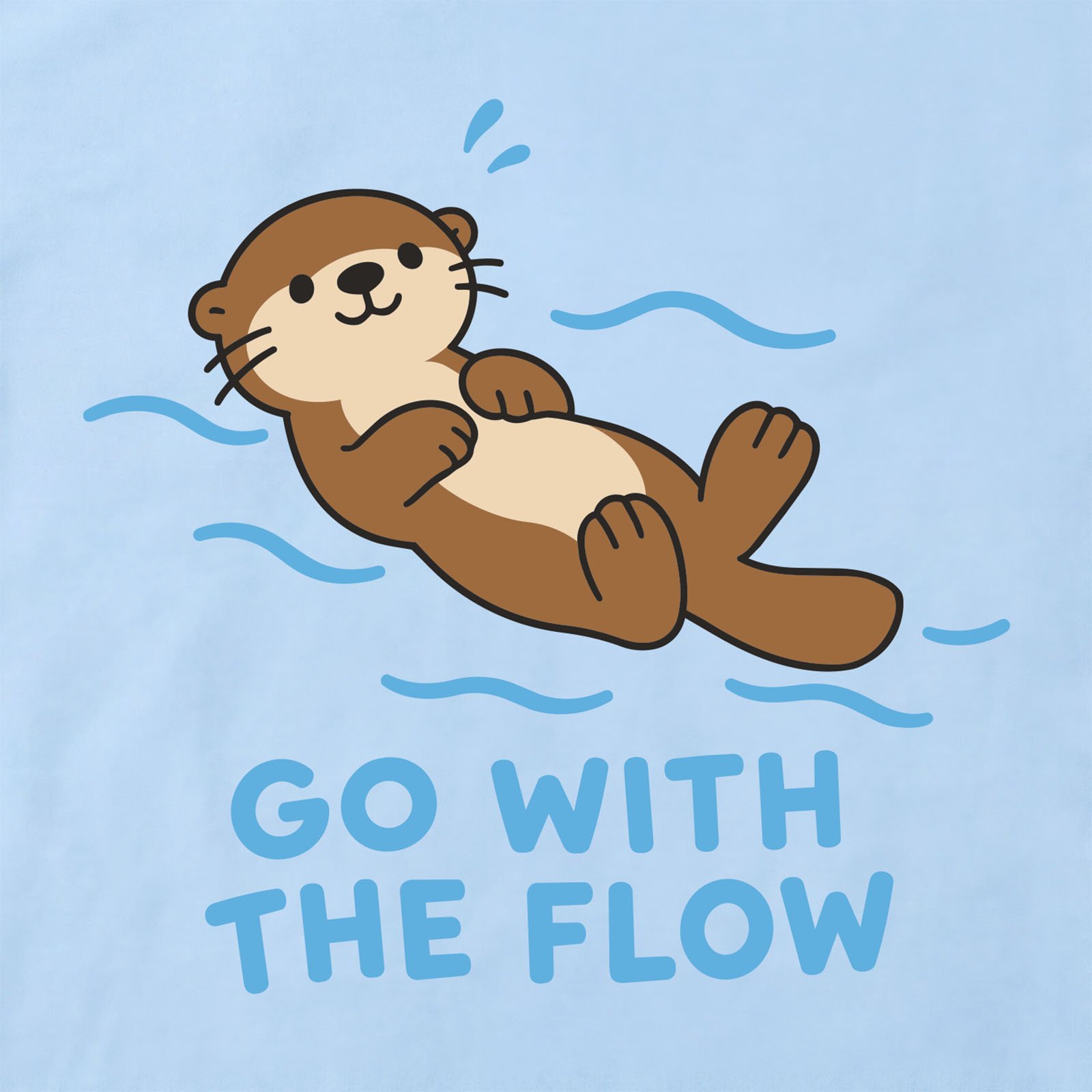 Go With The Flow Otter T-Shirt print detail in Light Blue