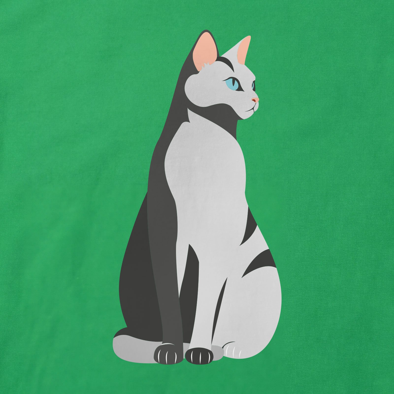 Gray Cat T-Shirt print detail in Irish Green