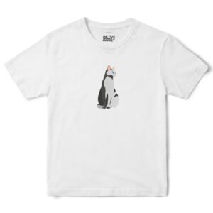 Gray Cat T-Shirt in White