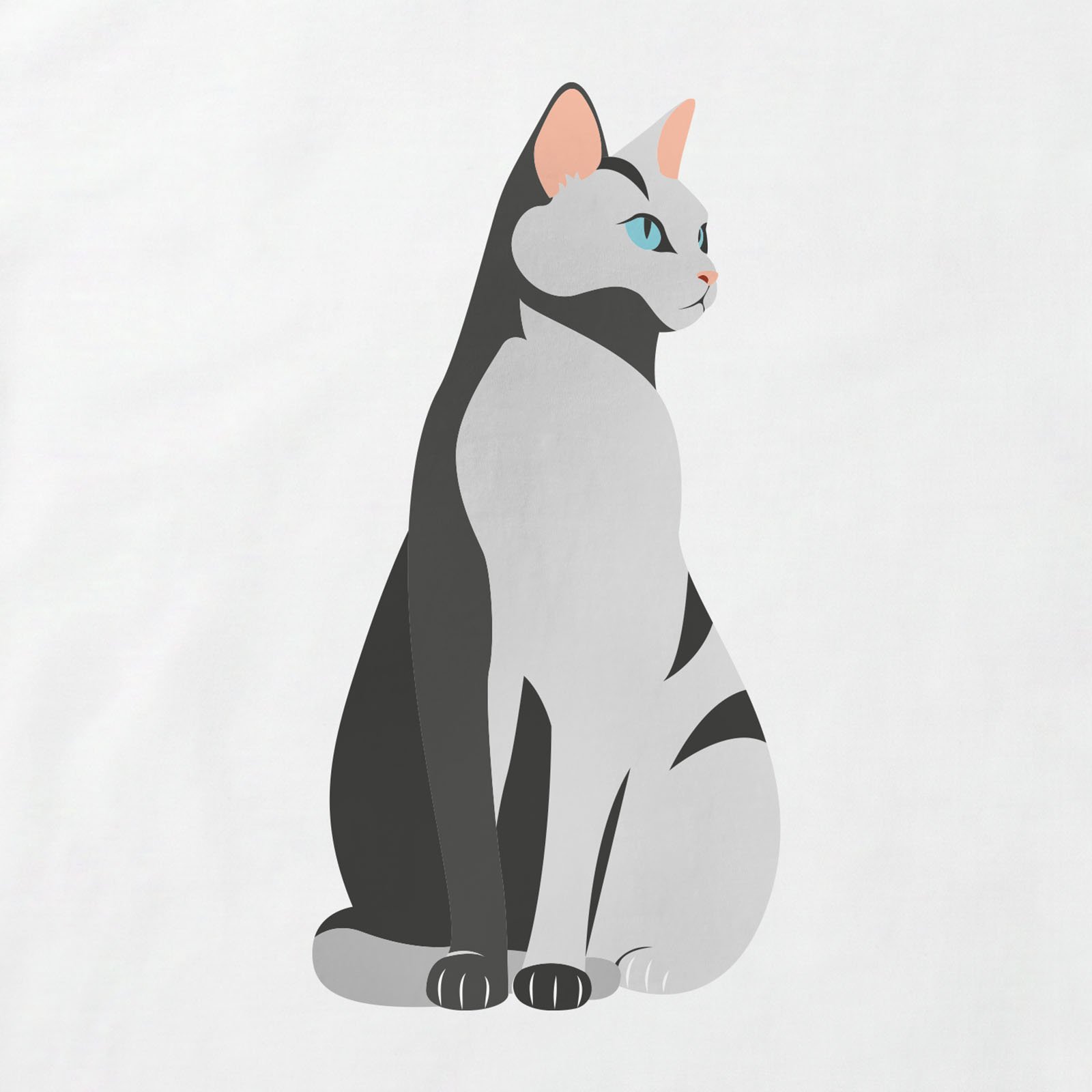 Gray Cat T-Shirt print detail in White