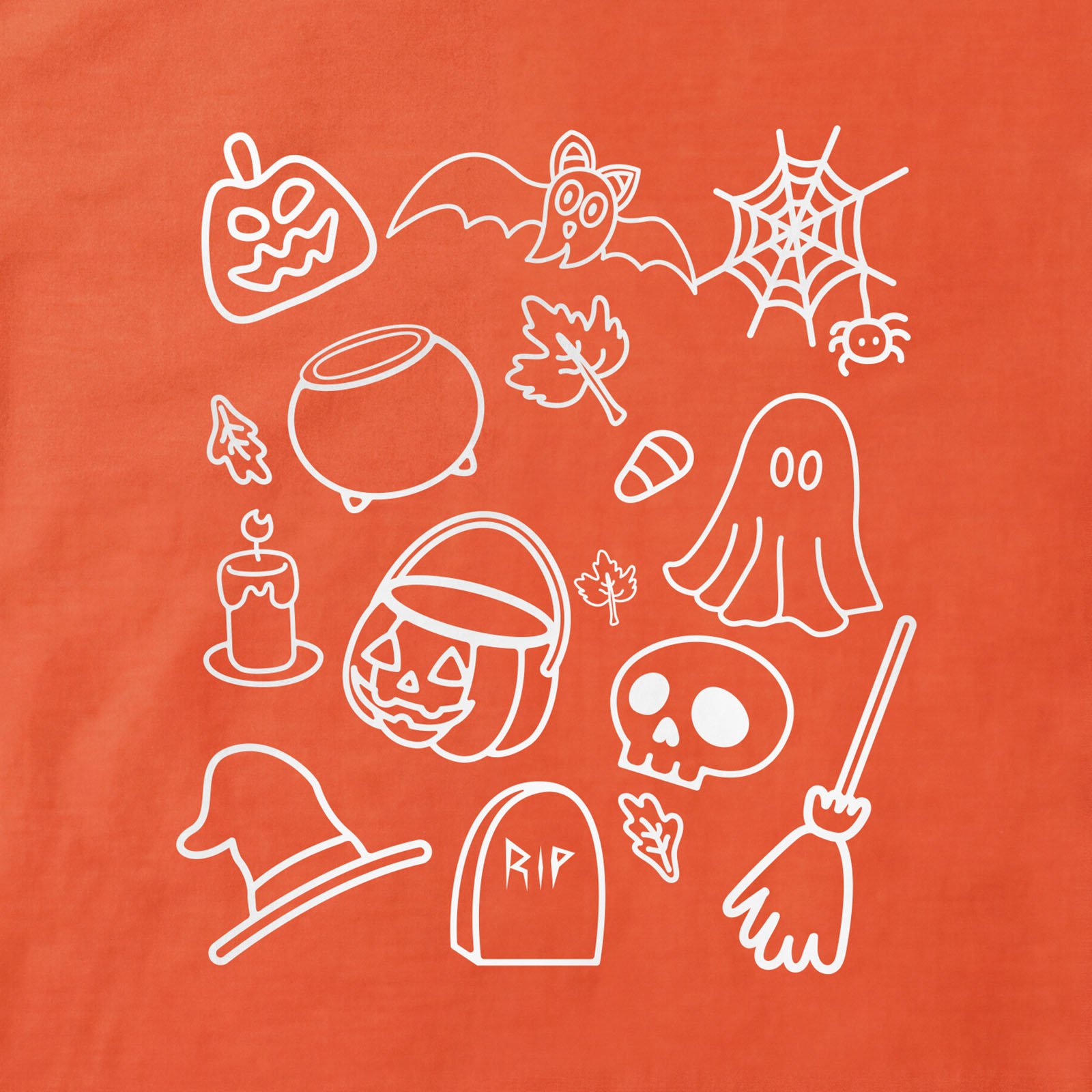 Halloween Doodles T-Shirt print detail in Orange