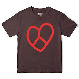 Heart Shaped Peace Sign T-Shirt in Dark Chocolate