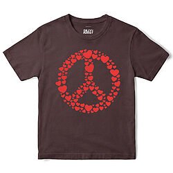Hearts Peace Sign T-Shirt in Dark Chocolate