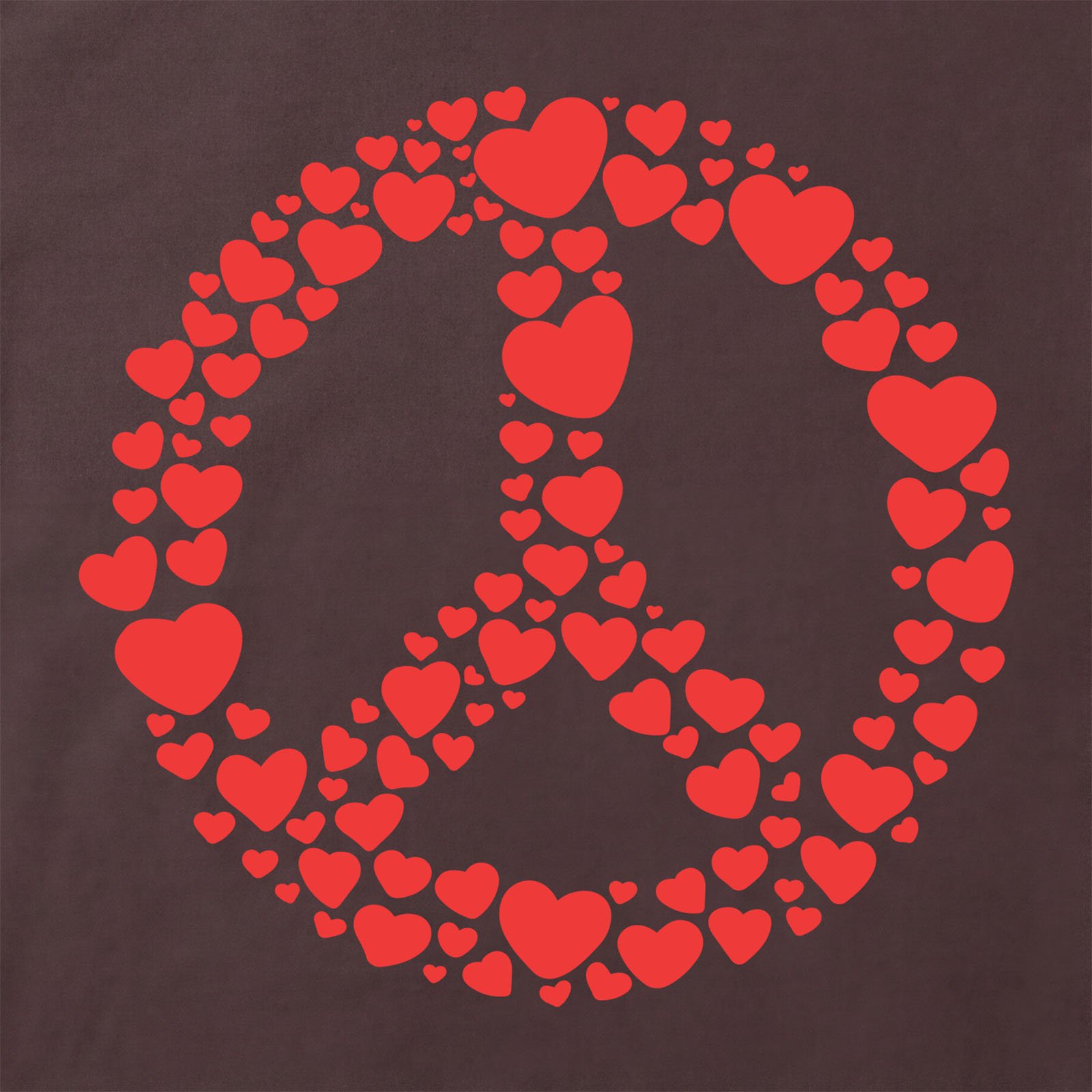 Hearts Peace Sign T-Shirt print detail in Dark Chocolate