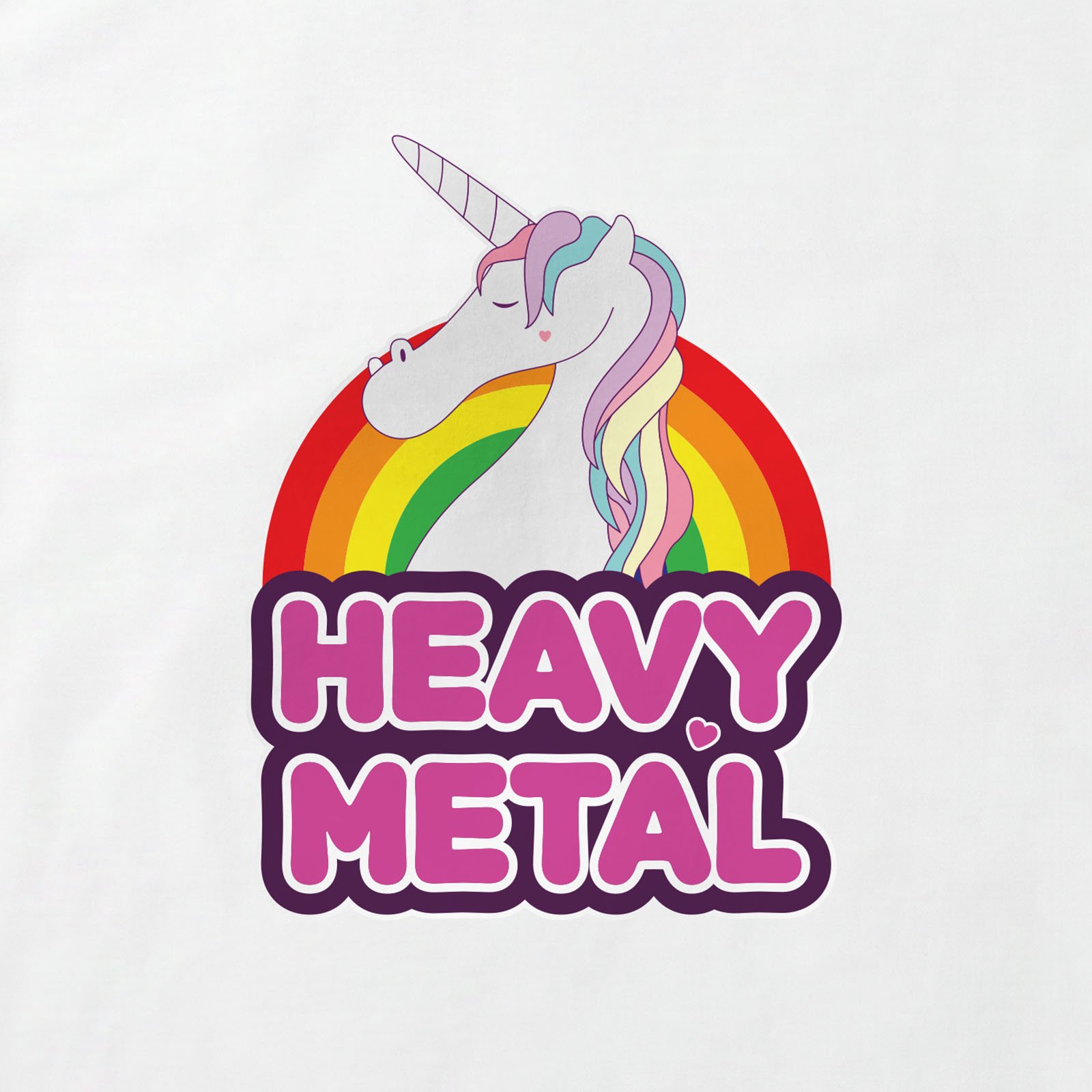 Heavy Metal Unicorn T-Shirt print detail in White