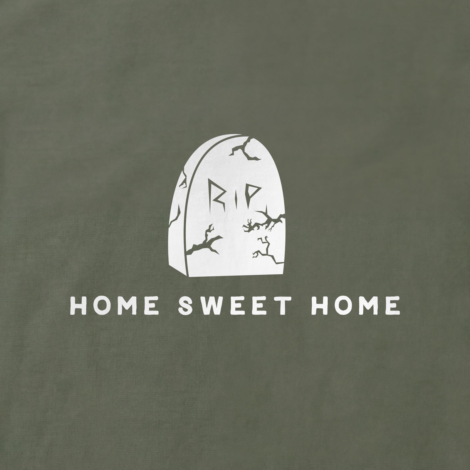 Home Sweet Home Graveyard T-Shirt print detail in Military Green
