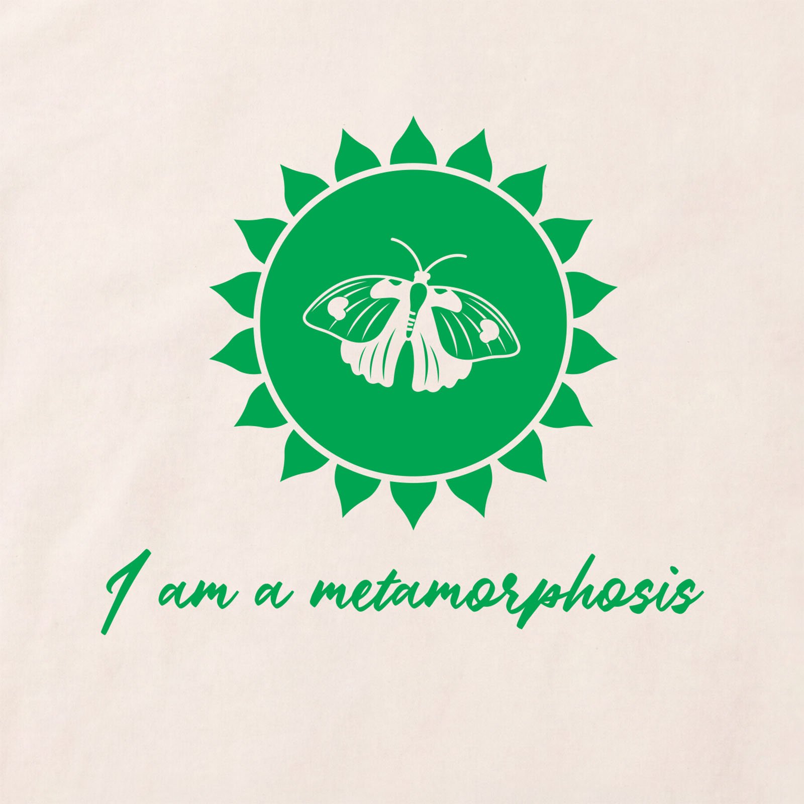 I Am A Metamorphosis Butterfly T-Shirt print detail in Natural