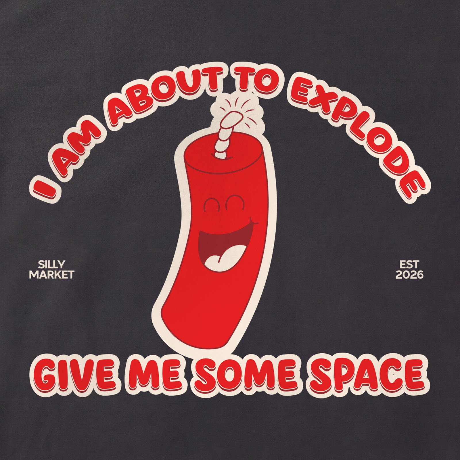 I Am About To Explode Dynamite T-Shirt print detail in Black