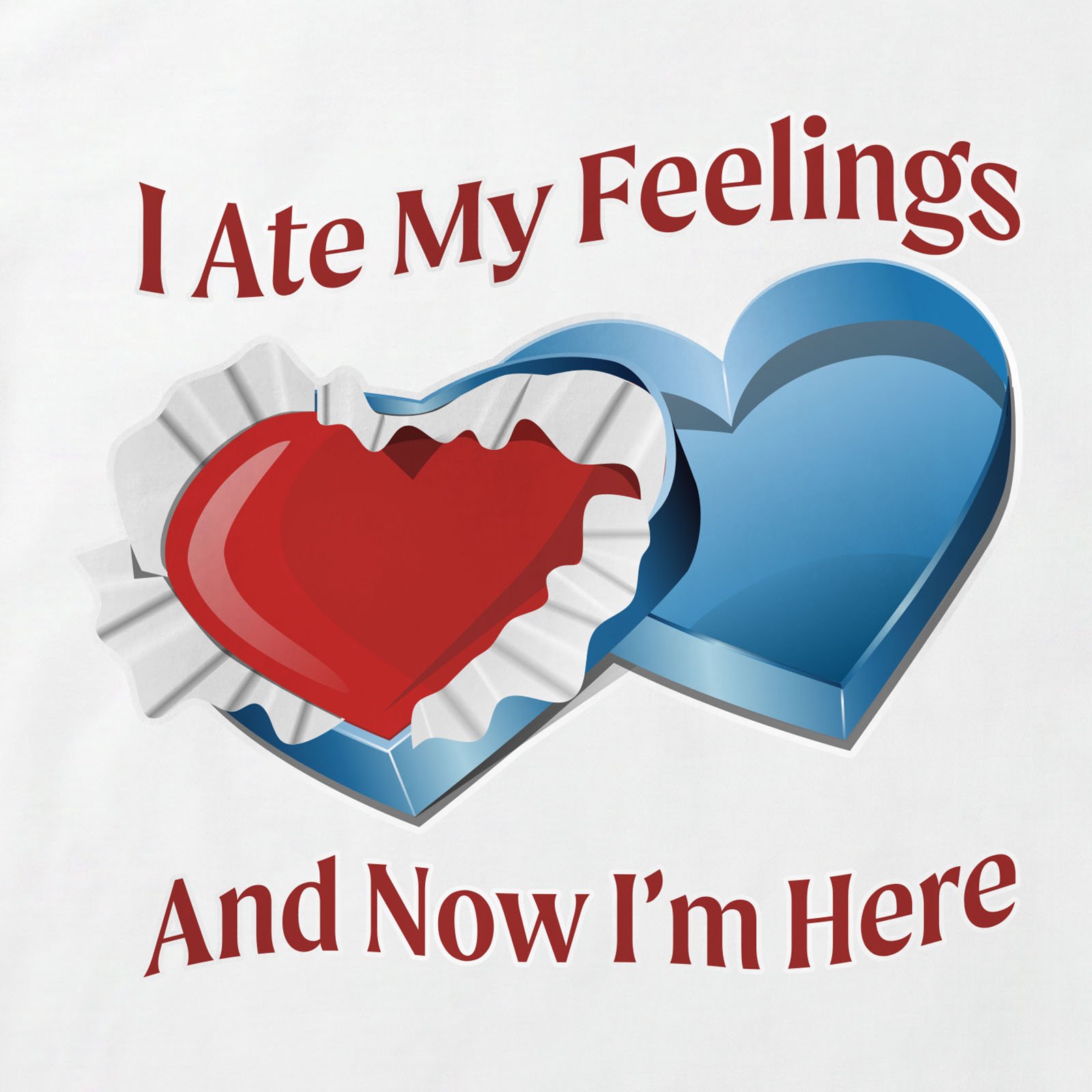 I Ate My Feelings Chocolate Box T-Shirt print detail in White