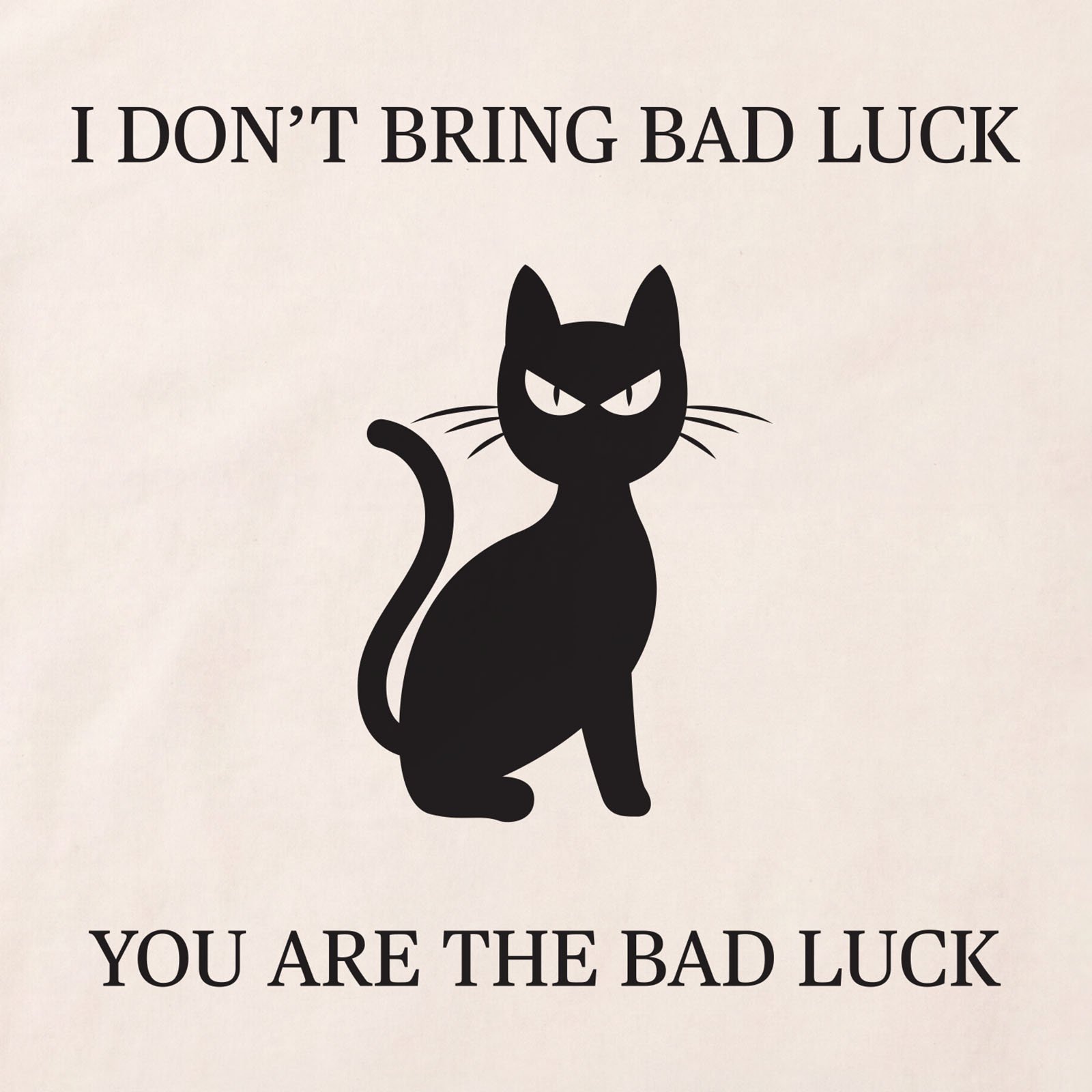 I Don't Bring Bad Luck Black Cat T-Shirt print detail in Natural