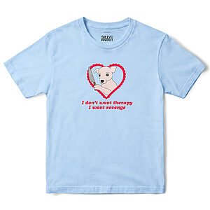 I Don't Want Therapy I Want Revenge Pinscher T-Shirt in Light Blue