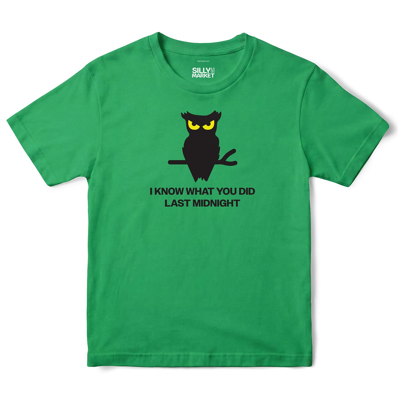 I Know What You Did Last Midnight Owl T-Shirt in Irish Green