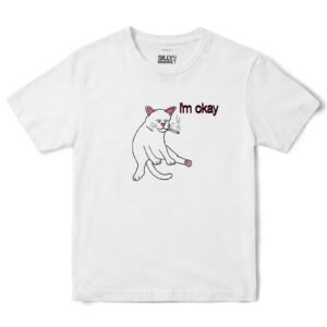 I'm Okay Smoker Cat T-Shirt in White
