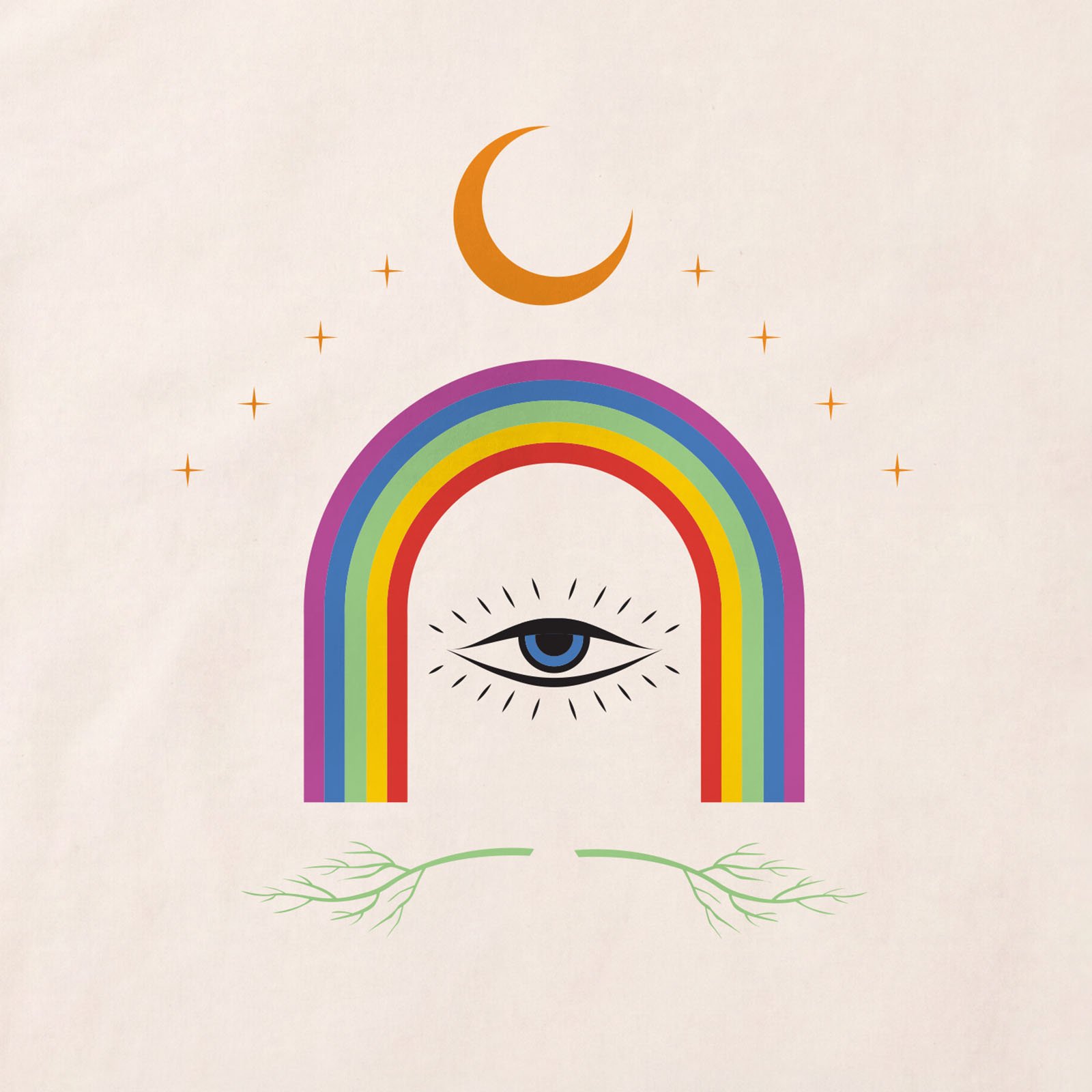 Inner Vision Rainbow T-Shirt print detail in Natural