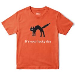 It's Your Lucky Day Black Cat T-Shirt in Orange