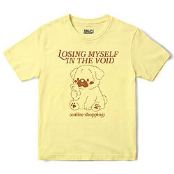 Losing Myself In The Void Puppy T-Shirt in Cornsilk